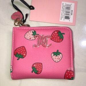 Juicy Couture Pink Lemonade Multi Sweet Juicy L-Zip Card Case Strawberry NWT